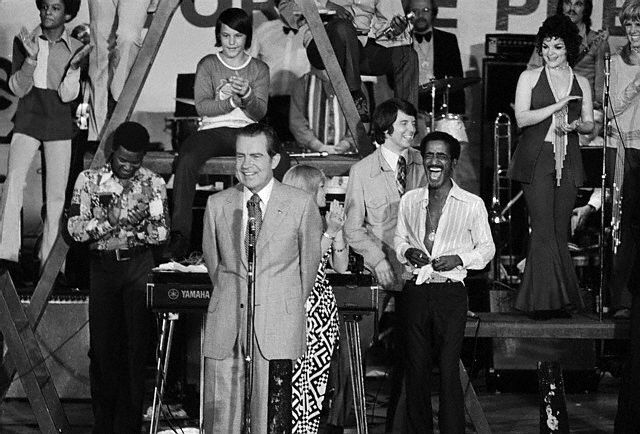 Richard Nixon and Sammy Davis Jr at Marine Stadium